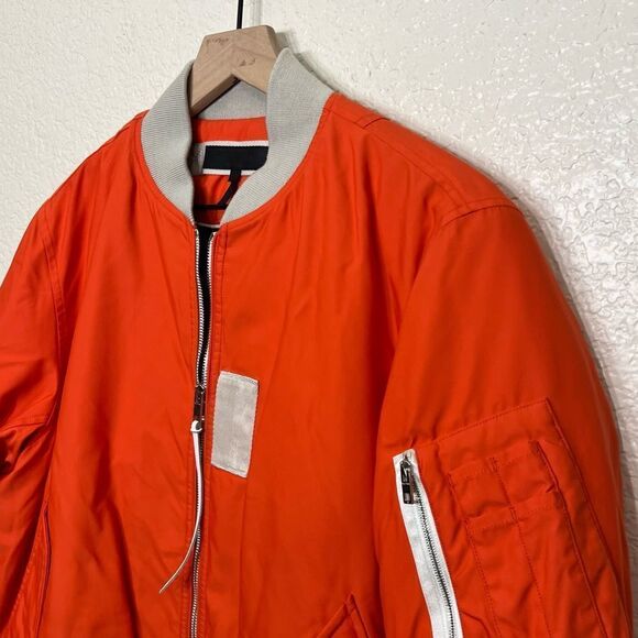 Rag & Bone Georgie Bomber Jacket Orange Nylon Technical Bomber Coat Size M - Picture 5 of 15